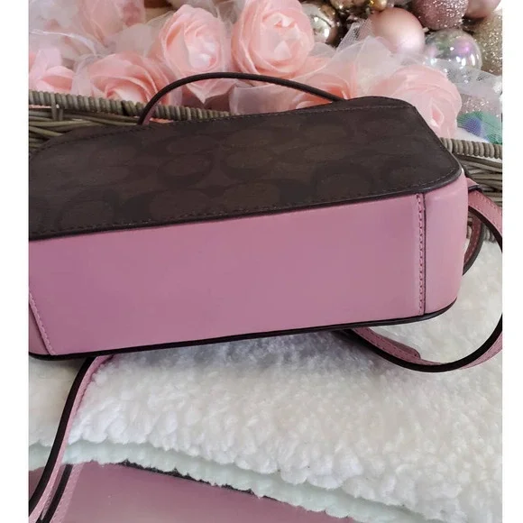 Coach Purse Signature Canvas Brown with pink Set NEW - Picture 6 of 17